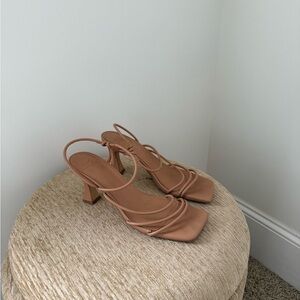 Marc Fisher Tan Strappy Block Heels